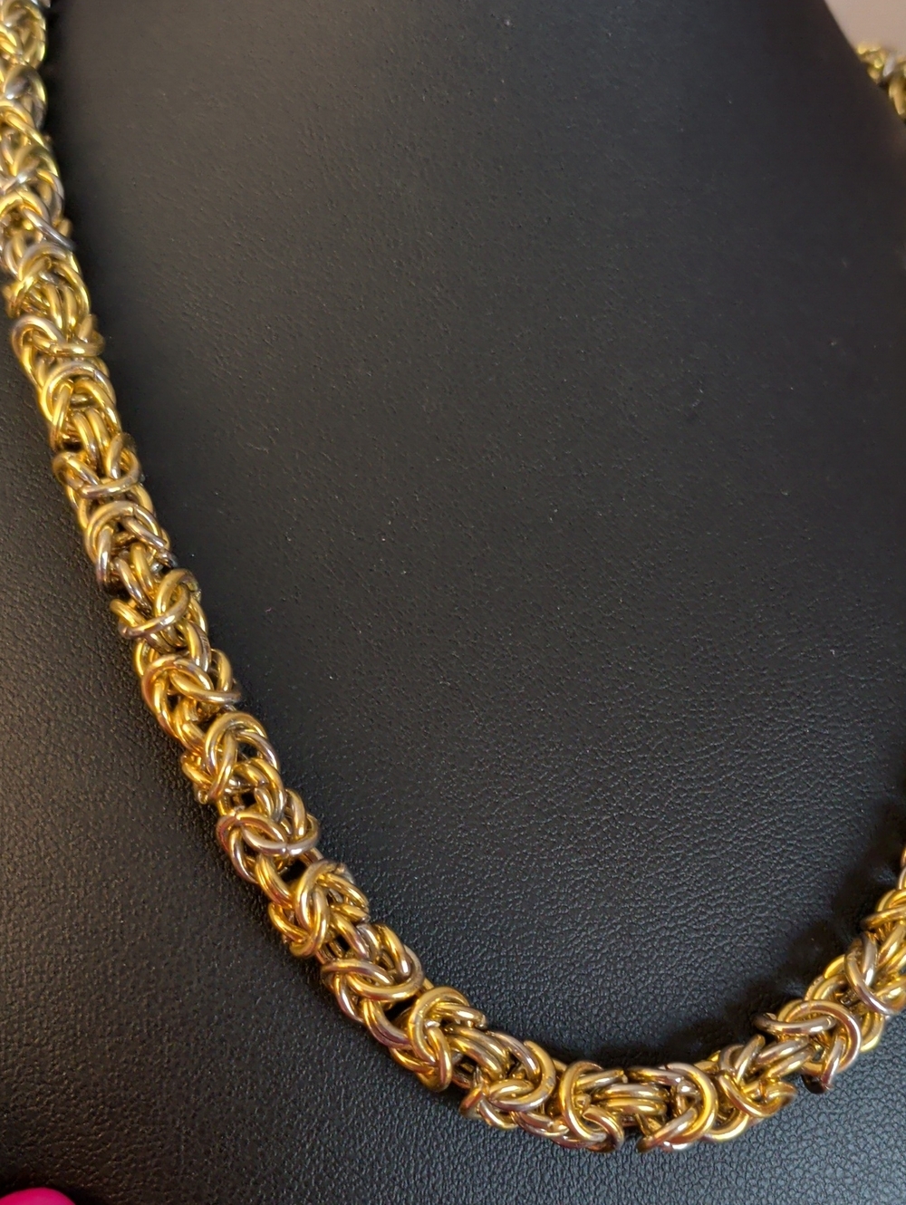 Bulgari Style Two Tone Byzantine Heavy Chain Necklace Men's Women's